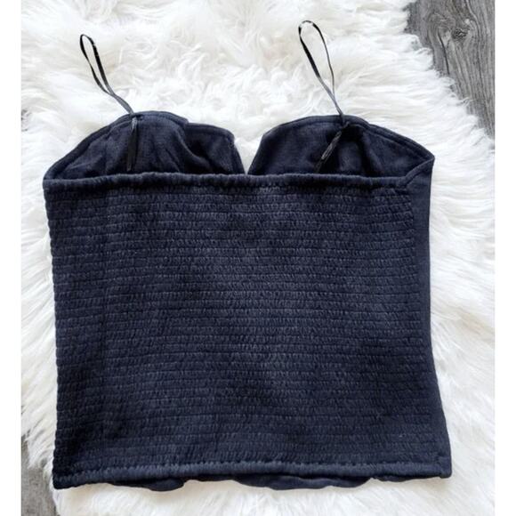 NEW ANTHROPOLOGIE BUSTIER BLACK WOMEN'S TUBE TOP - LARGE - Picture 5 of 6